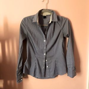 Striped blue and white button down